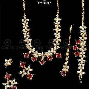 Kundan combo Necklace set with Earrings Tika Ring & Bracelet NJ-1907-G